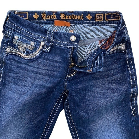 Rock Revival Yara Crop Pants Blue Denim Size 25 - Picture 5 of 11